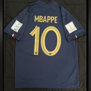Mbappe #10 Home Jersey 2022 World Cup France S M L navy Blue